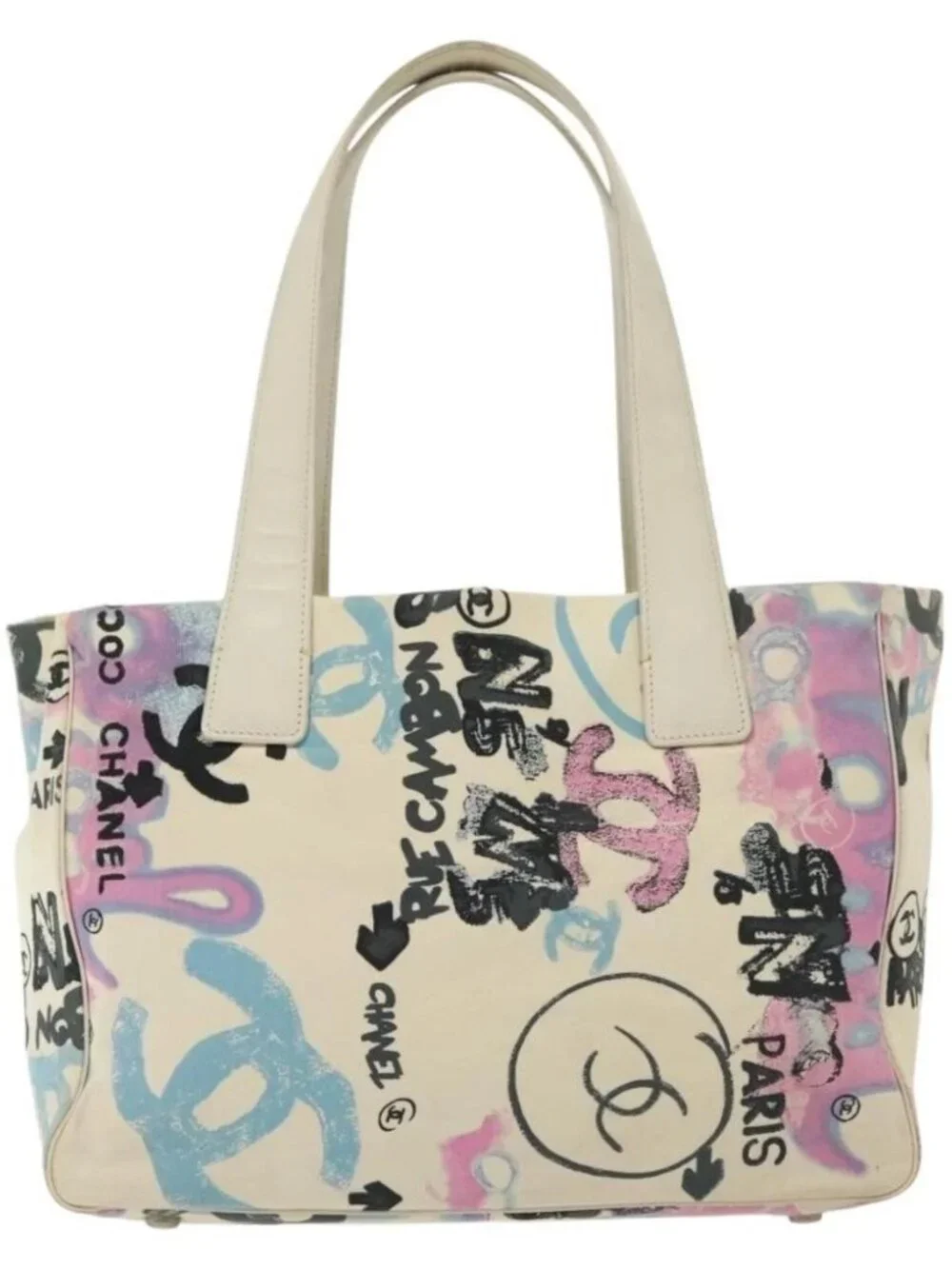 CHANEL New Travel Line Bag Canvas Hawaii Limited White Silver CC Auth 140490